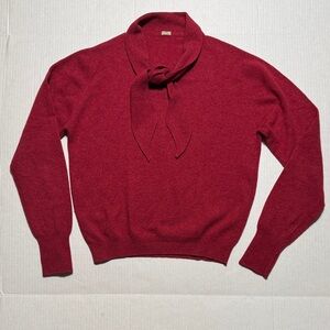 HARROD'S London 50s 60s Vintage Red Sweater Neck Tie Cashmere Classic Preppy M?